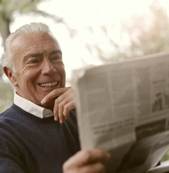 A patient reading about treatment at home